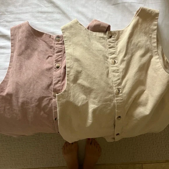 Pact Modern Corduroy Button Back Tank (Sandshell and Modern Mauve) Size Medium - Picture 11 of 11